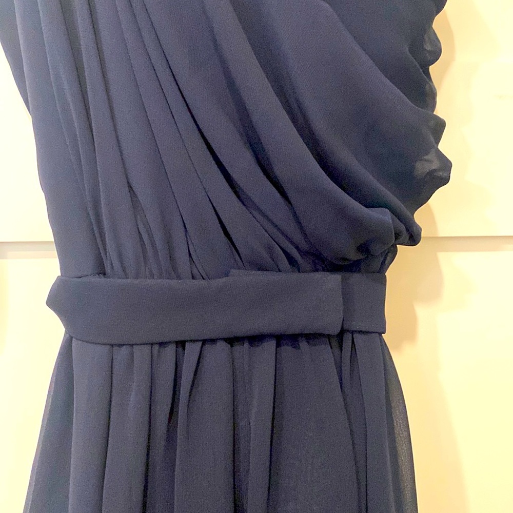 5’2” altered - Asymmetrical Navy formal chiffon dress
